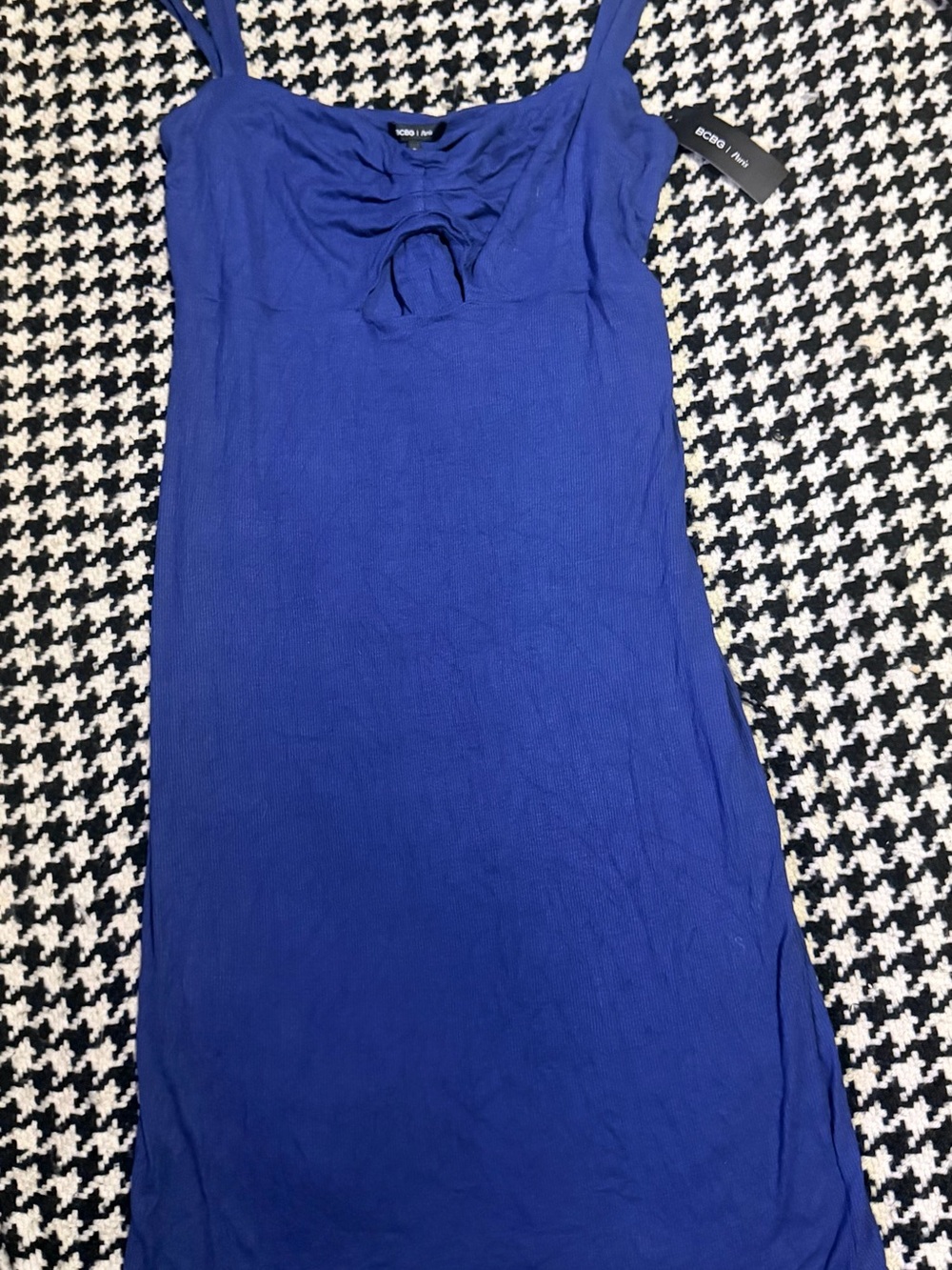 BCBGMaxAzria Royal Blue Sleeveless Tie-Front Keyhole Slip Dress